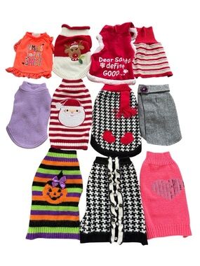 Assorted Dog Sweater Bundle Various Styles & Designs 11 Total Size S